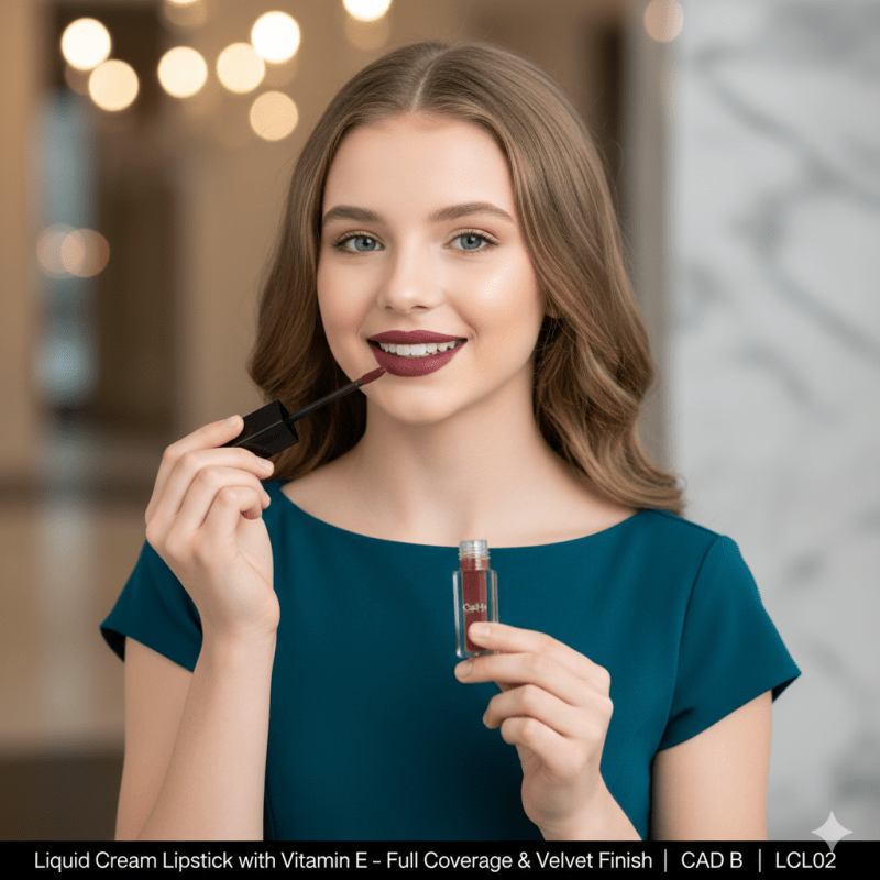 Labial Líquido Crema Cherry Wine | Acabado Aterciopelado y Vitamina E – CAD B - Lumyvita