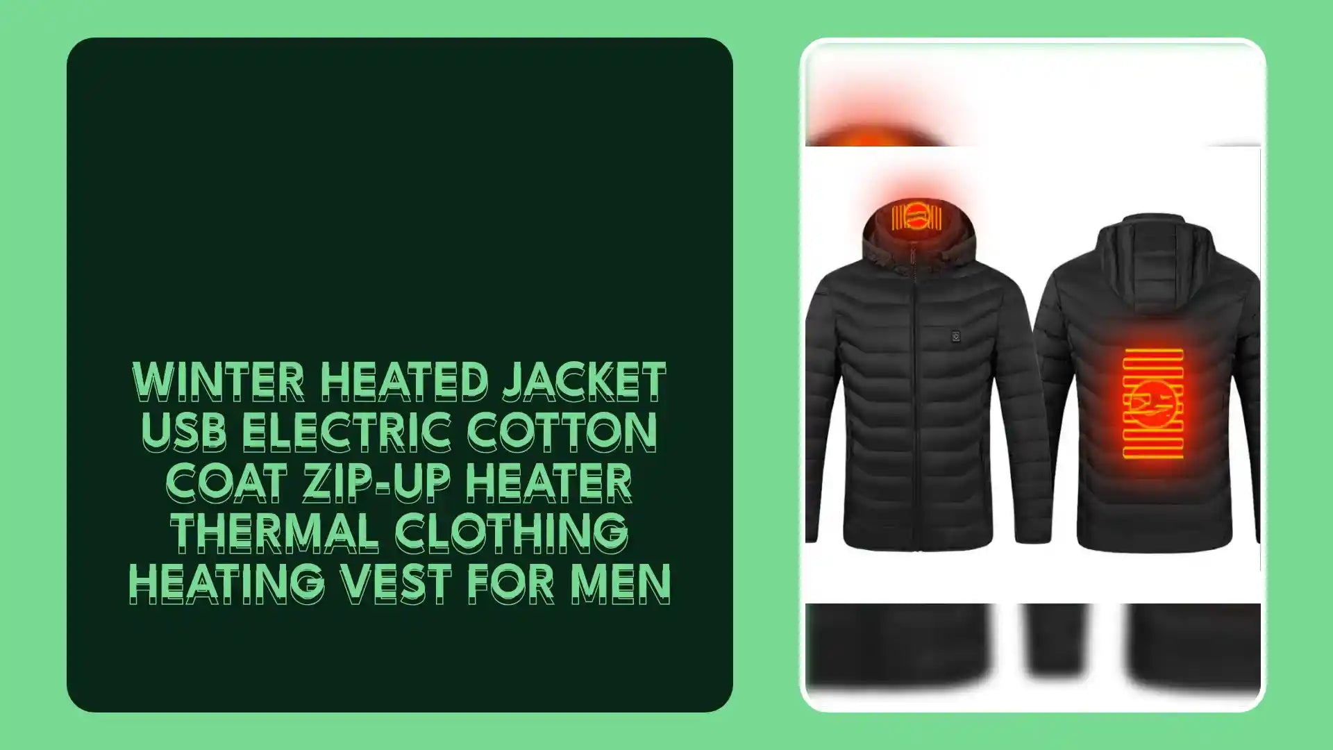 Winter Heated Jacket USB Electric Cotton Coat Zip-up Heater Thermal Clothing Heating Vest For Men by@Outfy